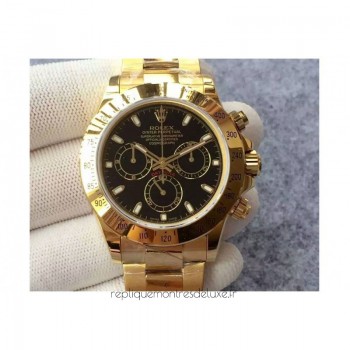 Réplica Rolex Daytona Cosmograph 116508 Ouro Amarelo Marcador Preto