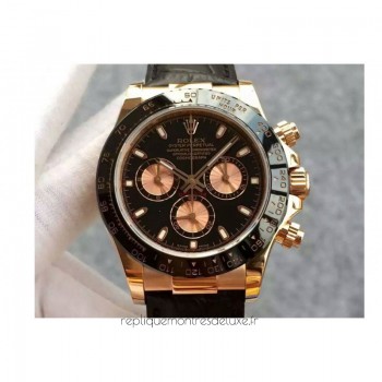 Réplica Rolex Daytona Cosmograph 116515 Ouro Rosa Preto & Ouro Dial