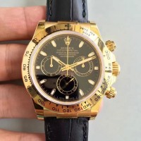 Réplica Rolex Daytona Cosmograph 116518 Ouro Amarelo Marcador Preto