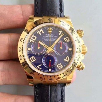 Réplica Rolex Daytona Cosmograph 116518 Ouro Amarelo Marcador Azul