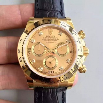 Réplica Rolex Daytona Cosmograph 116518 Ouro Amarelo Marcador de Champanhe