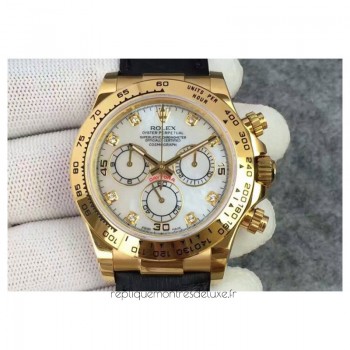 Réplica Rolex Daytona Cosmograph 116518 Ouro Amarelo Diamantes & Pearl Dial