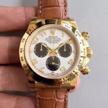 Réplica Rolex Daytona Cosmograph 116518 Ouro Amarelo Marcas Brancas