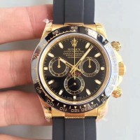 Réplica Rolex Daytona Cosmograph 116518LN Ouro Amarelo Marcador Preto