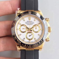 Réplica Rolex Daytona Cosmograph 116518LN Ouro Amarelo Marcas Brancas