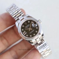 Réplica Rolex Lady Datejust 28 279160 28MM Aco Inoxidável Marcador Preto