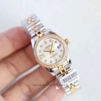 Réplica Rolex Lady Datejust 28 279383RBR 28MM Aco Inoxidável & Ouro Amarelo Mother Of Pearl Dial