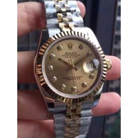 Réplica Rolex Lady Datejust 31 178273 31MM Aco Inoxidável & Ouro Amarelo Marcador de Champanhe