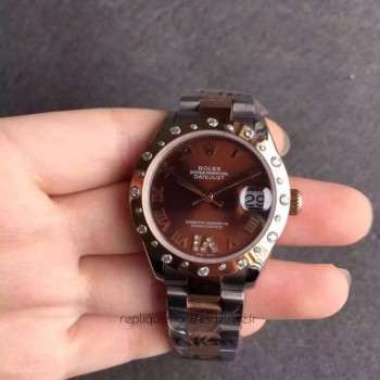 Réplica Rolex Lady Datejust 31 178341 31MM Aco Inoxidável & Ouro Rosa Chocolate Dial