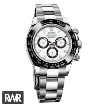 Rolex Cosmograph Daytona Disco Branco Ostra de Aço Inox 116500WSO Réplica relogio