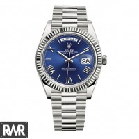 Réplica Rolex Day-Date 40 Blue Dial 18K White Gold Automatic 228239BR