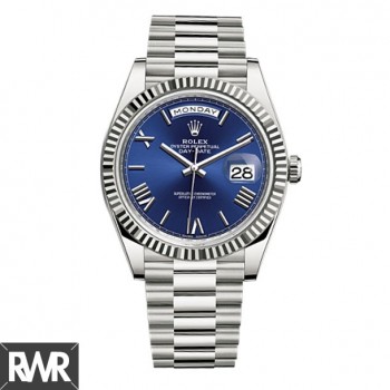 Réplica Rolex Day-Date 40 Blue Dial 18K White Gold Automatic 228239BR