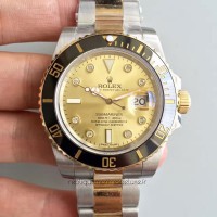 Réplica Rolex Submariner Date 116613LN 24K Ouro Amarelo Wrapped & Aco Inoxidável Marcador de Champanhe