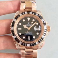 Réplica Rolex Submariner Date 116618LN Ouro Rosa & Diamantes Marcador Preto