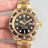 Réplica Rolex Submariner Date 116618LN Ouro Amarelo & Diamantes Marcador Preto