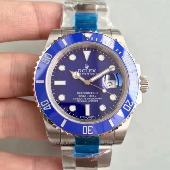 Réplica Rolex Submariner Date 116619LB Aco Inoxidável Marcador Azul