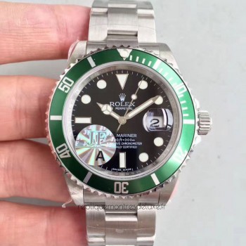 Réplica Rolex Submariner Date 16610LV 50TH Anniversary Aco Inoxidável Marcador Preto