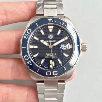 Réplica Tag Heuer Aquaracer Calibre 5 WAY201B.BA0927 Mostrador em Aço Inoxidável Azul