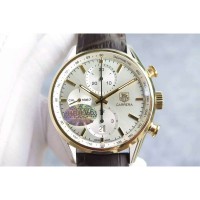 Réplica Tag Heuer Carrera Calibre 1887 Aço Inoxidável Ouro Amarelo Bezel Disco Branco 1887 