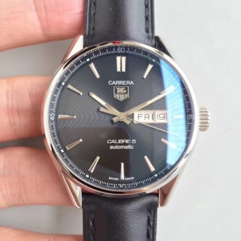 Réplica Tag Heuer Carrera Calibre 5 Day-Date 41MM WAR201A.FC6266 Calibre 5 de disco preto em aço inoxidável 