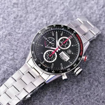 Réplica Tag Heuer Carrera Mónaco Grand Prix Calibre 16 CV2A1M Calibre 16 de mostrador em aço inoxidável preto 