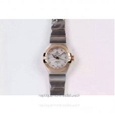 Réplica Omega Constellation Double Eagle Lady 27MM aco inoxidável /Ouro Rosa Marcas Brancas 